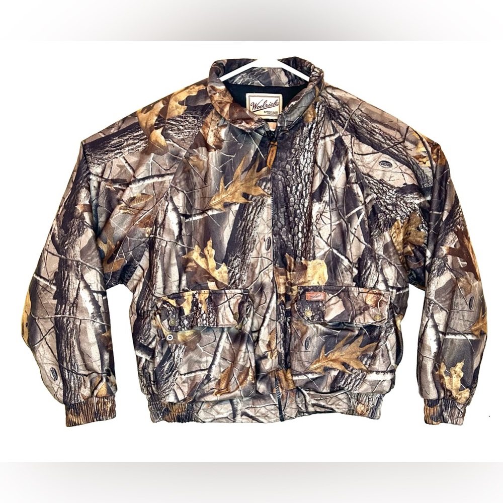 Woolrich Camouflage Hunting Jacket Mens Sz Medium Outdoor Guide Collection Camo
